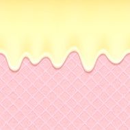 Pink wafer and flowing cream - vector background