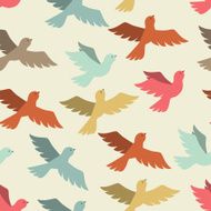 Seamless pattern with stylized color flying birds
