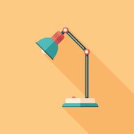 Desk lamp flat square icon with long shadows