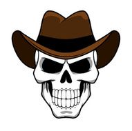 Cowboy skull character with brown felt hat