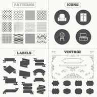 Furniture icons Cupboard chair and TV table N2