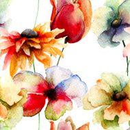 Seamless pattern with Original flowers