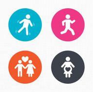 Women pregnancy icon Human running symbol
