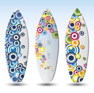 Vector Surfboards Design Template with Abstract Bubbly Pattern