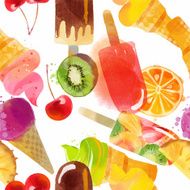 Ice Cream Watercolor vector background pattern