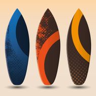 Vector Surfboards Design Template with Abstract Pattern