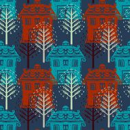Seamless pattern with town