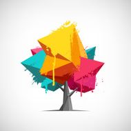 Conceptual Polygonal Tree with Paint Splashes