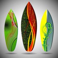 Vector Surfboards Design Template with Abstract Pattern N2
