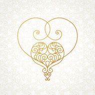 Ornate vector heart in line art style
