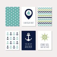 Set of navy theme cards