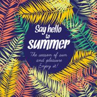 Color palm leaves frame for your text Flat style N2