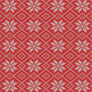 Red and white knitted snowflakes background