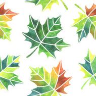 Watercolor maple leaves seamless pattern