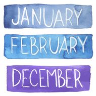 Watercolor months December January February N2