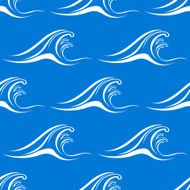 Cartoon white ocean waves seamless pattern