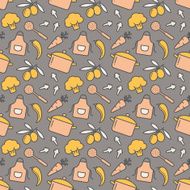 Kitchen seamless pattern Vector background N5