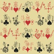 Seamless pattern with Kings Queens and Jacks of playing cards