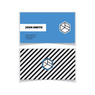 Business card blue front black and white pattern back