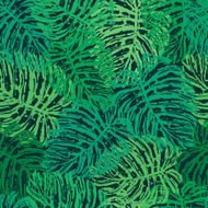 Ink hand drawn jungle leaves seamless pattern