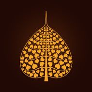 golden Bodhi leaf symbol in Thai art style