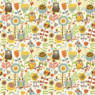 Owls in flowers
