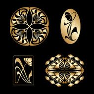 Vector set of art nouveau decorative elements