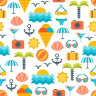 Seamless pattern with flat travel icons