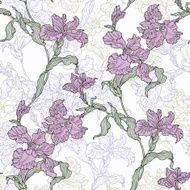 Seamless pattern with flowers iris
