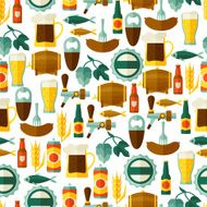 Seamless pattern with beer icons and objects