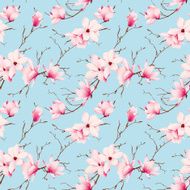 Spring magnolia seamless vector pattern
