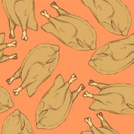 Sketch roasted turkey in vintage style
