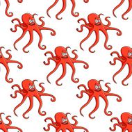 Red cartoon octopus seamless pattern