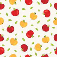Seamless pattern with red and yellow apple