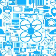 Seamless vector background for quadrocopter set