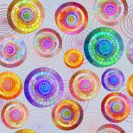 Seamless pattern with mosaic colored spirals