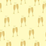 Two Glasses of Champagne Silhouette Seamless Pattern Background