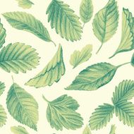Seamless pattern with leaves Drawing pencils