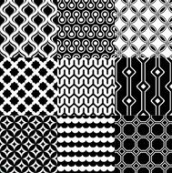 seamless monochrome geometric pattern set N2