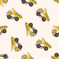 Excavator cartoon seamless pattern background