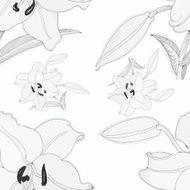 Seamless background of watercolor flowers Lilies flowers N2