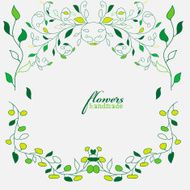 Beautiful greeting card with floral wreath Bright illustration summer background