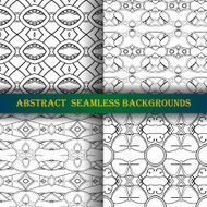 Vector Set of 4 Seamless Monochrome Abstract Pattern N10