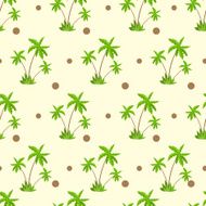 Palm Tree With Coconut Pattern Over Yellow Sand