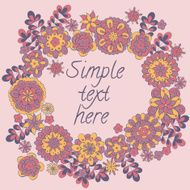 Cute retro flowers arranged in a shape of the wreath