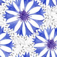 Watercolor seamless pattern with cornflower Vector background