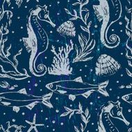 Seamless background with sea life scene