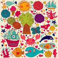 Funny cartoon summer illustration N2