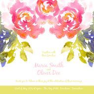 Vector background with pink watercolor bouquet