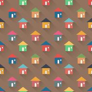 Flat style houses seamless pattern